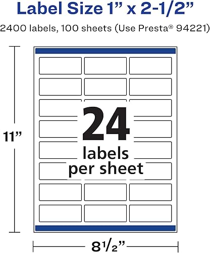 Miniatura 5 de Avery Etiquetas rectangulares impermeables duraderas, tecnología Sure Feed, 1 "x 2.5", 2.400 en total, etiquetas impermeables resistentes al aceite