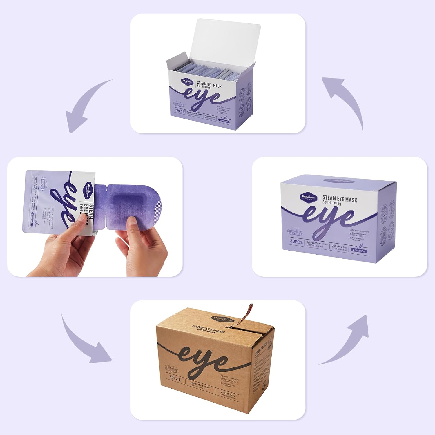 Self Heating Eye Mask Warm Compress for Dry Eyes, Disposable Heated Eye Mask for Fast Relief, Sleep, Spa, Travel Essentials & Relaxation Gifts for Women (30 Count, Unscented) - Image 5