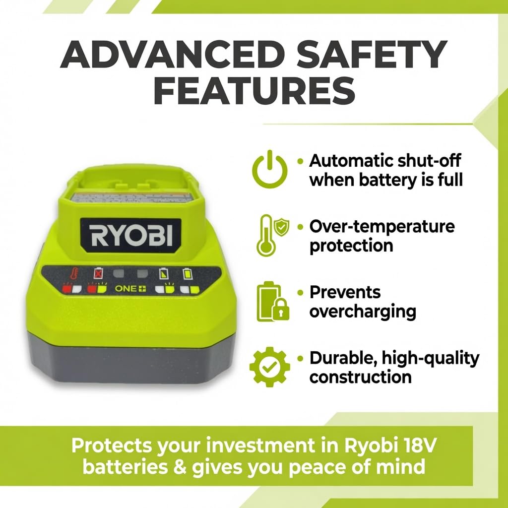 Cargador Ryobi de 18 voltios PCG002, (sin Embalaje al por Menor, empaquetado a Granel)
