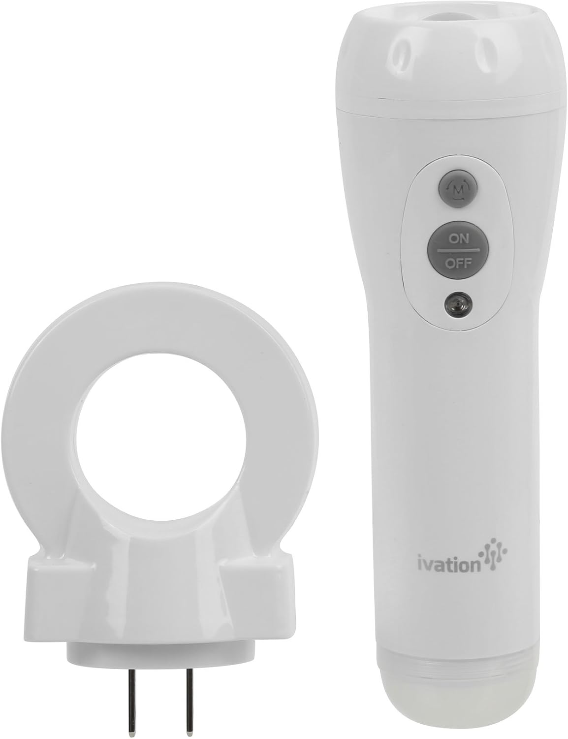Ivation Emergency Power Failure Automatic Blackout Light, Handheld flashlight & Sensor Nightlight - Rechargeable Battery & Wireless Induction Charging, White, 1-Pack