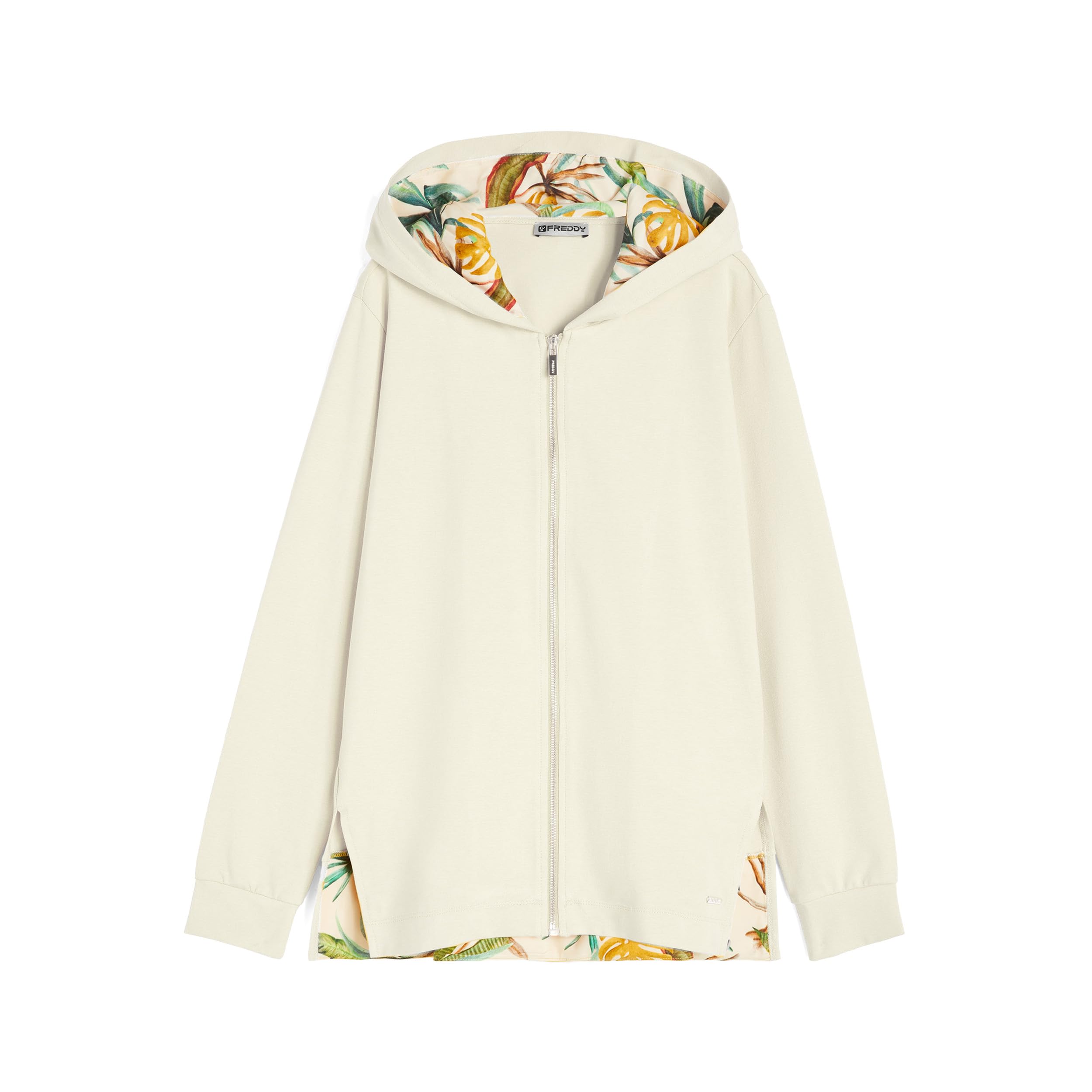 FREDDY - Felpa Collo Alto E Zip in Jersey con Dettagli Tropical,