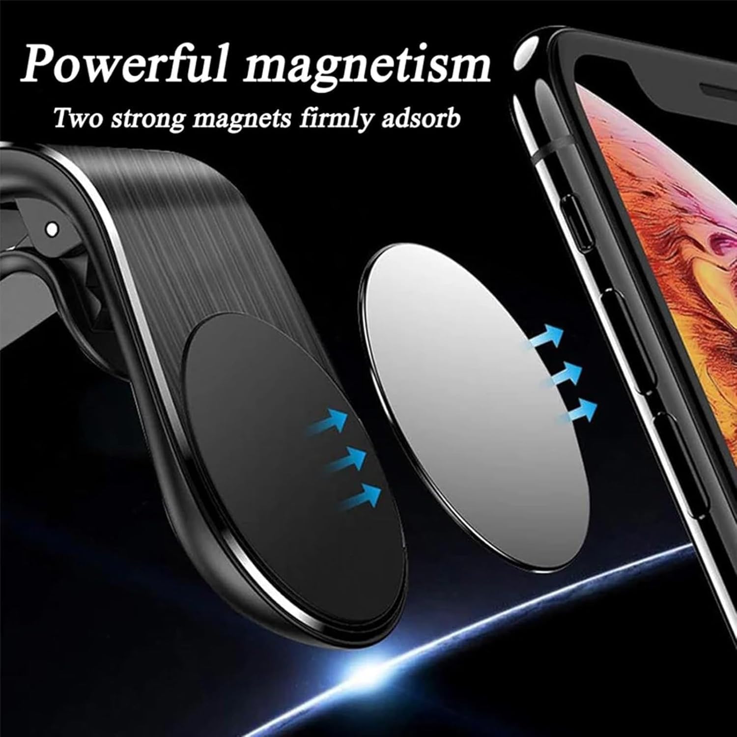 Support Téléphone Voiture Magnétique L-Type 360° Rotation - Fixation Magnétique Puissante Universelle Pour Smartphone