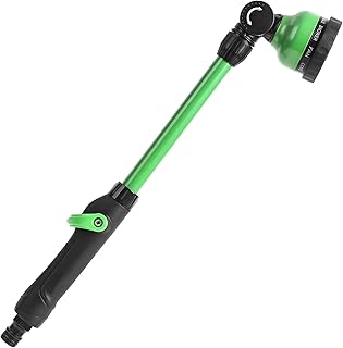 STYDDI Heavy Duty Watering Lance with Pivoting Head, Metal Garden Hose Spray Lance with Thumb Flow Control, 18 Inches Garden Nozzle Sprayer with 9 Patterns, Green