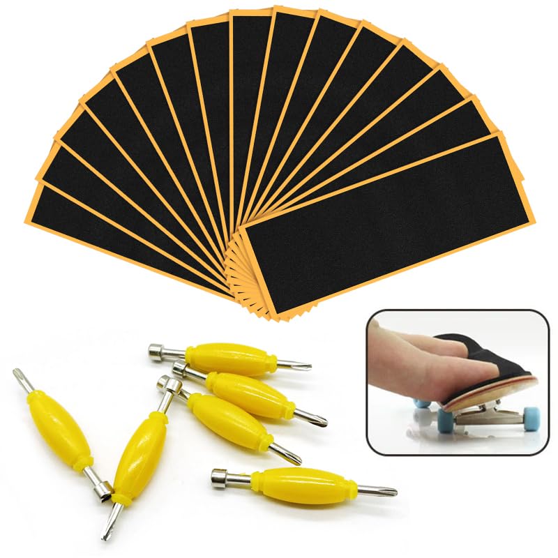 Paquete de 12 cintas de agarre de espuma para diapasón de repuesto, cinta de agarre para patineta, parte trasera adhesiva con herramienta de diapasón, destornillador y destornillador de tuerca 7