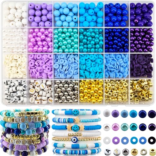 50% Off 2220pcs Purple Blue Polymer Clay Beads for Jewelry Making