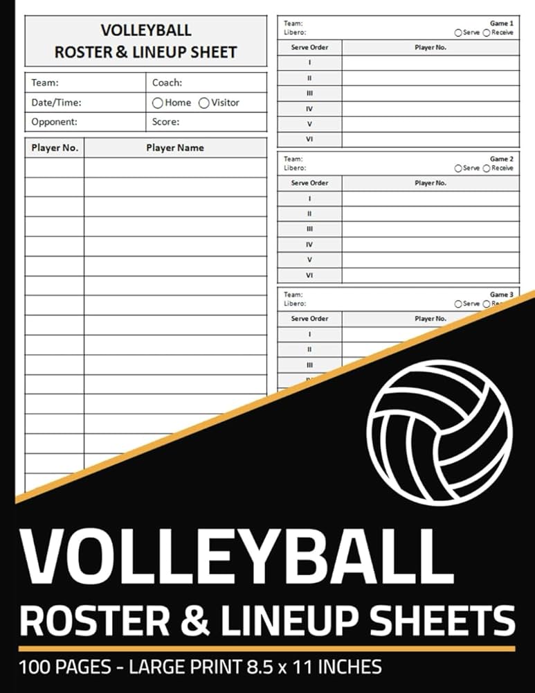 Volleyball Roster and Lineup Sheets: Volleyball Roster & Line-Up Sheet | Volleyball Team Management Record Book | 100 Game Sheets: Publishing, Tari.Vrl: Amazon.com: Books volleyball-roster-and-lineup-sheets-volleyball-roster-line-up-sheet-volleyball-team-management-record-book-100-game-sheets-publishing-tari-vrl-amazon-com-books