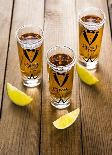 Miniatura 4 de Juego de 8 vasos de chupito para padrinos de boda, con capacidad para 2 onzas.