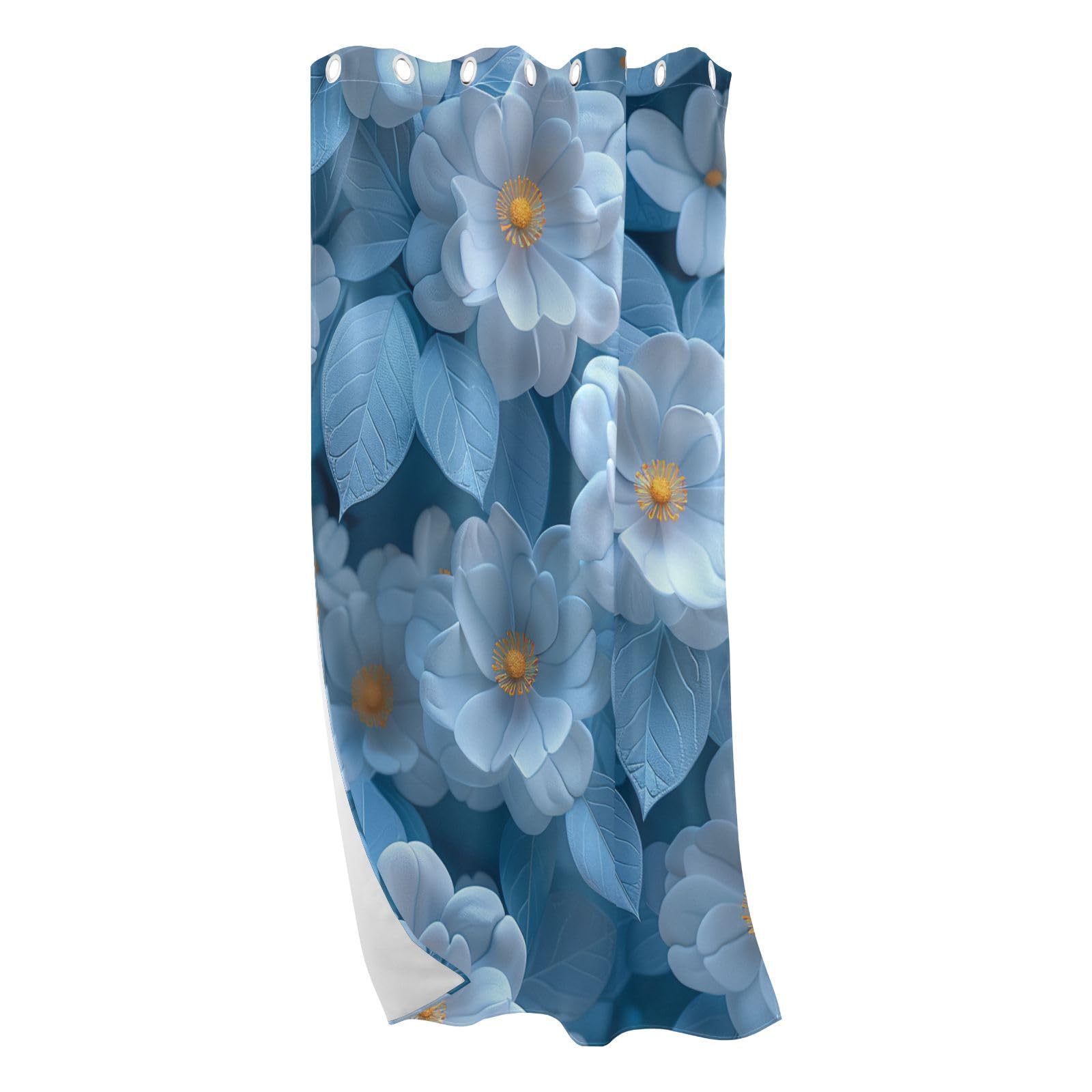 Rideau occultant bleu layette floral 3D cuisine salon chambre 213cm
