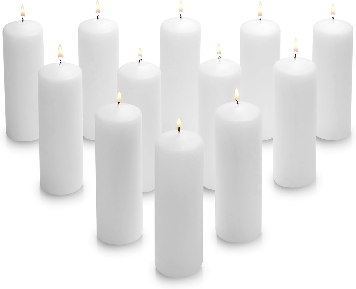 Parnoo Pillar Candles – 2x6 Unscented Candle Set of 12– Dripless, Smokeless, and Clean Burning Household Dinner Candles – Perfect for Weddings, Parties, Dinners – Set of 12 (White)