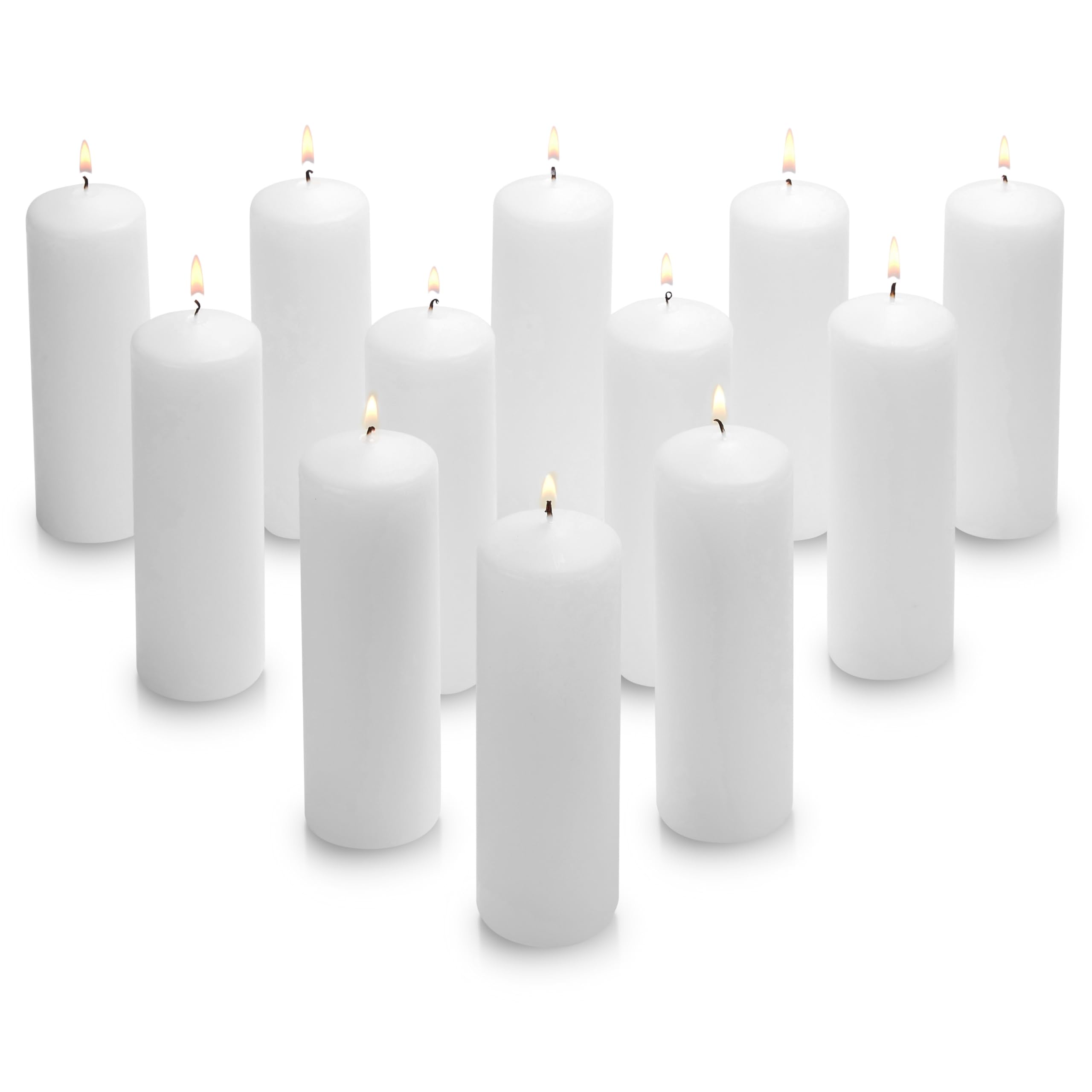 Parnoo Juego de 12 velas blancas sin perfume de 2 x 6 pulgadas, sin goteo, sin humo y de combustión limpia, perfectas para bodas, fiestas, cenas, juego de 12