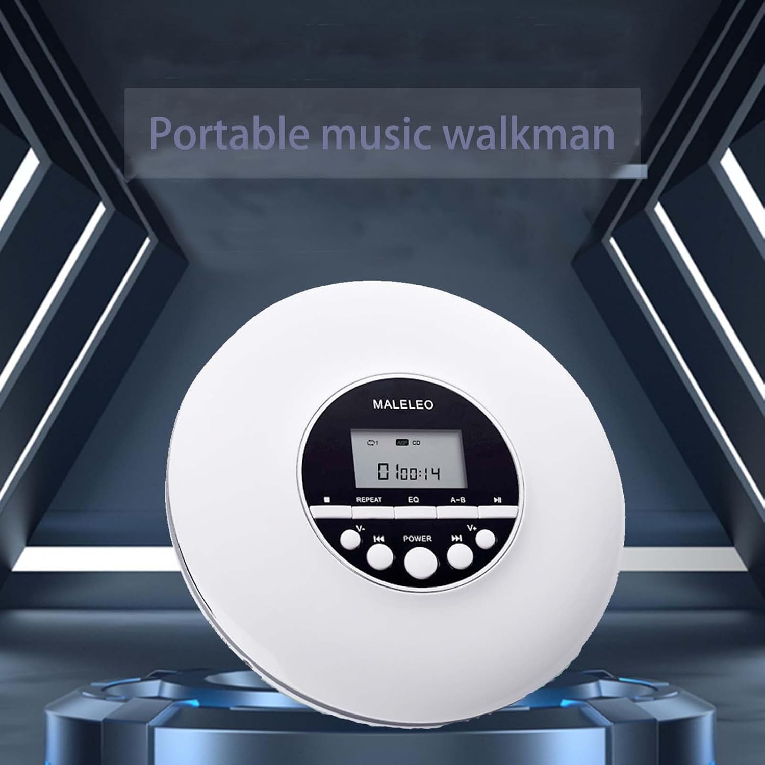 CD Player Portable,Rechargeable Portable CD Player for Car and Travel, Personal CD Player with Headphones Jack USB Supply Battery Powered CD Music Disc with LCD Display (White)