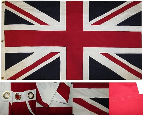 Premium 3x5 Embroidered Kingdom UK England Britain 100% Cotton Flag 3'x5'