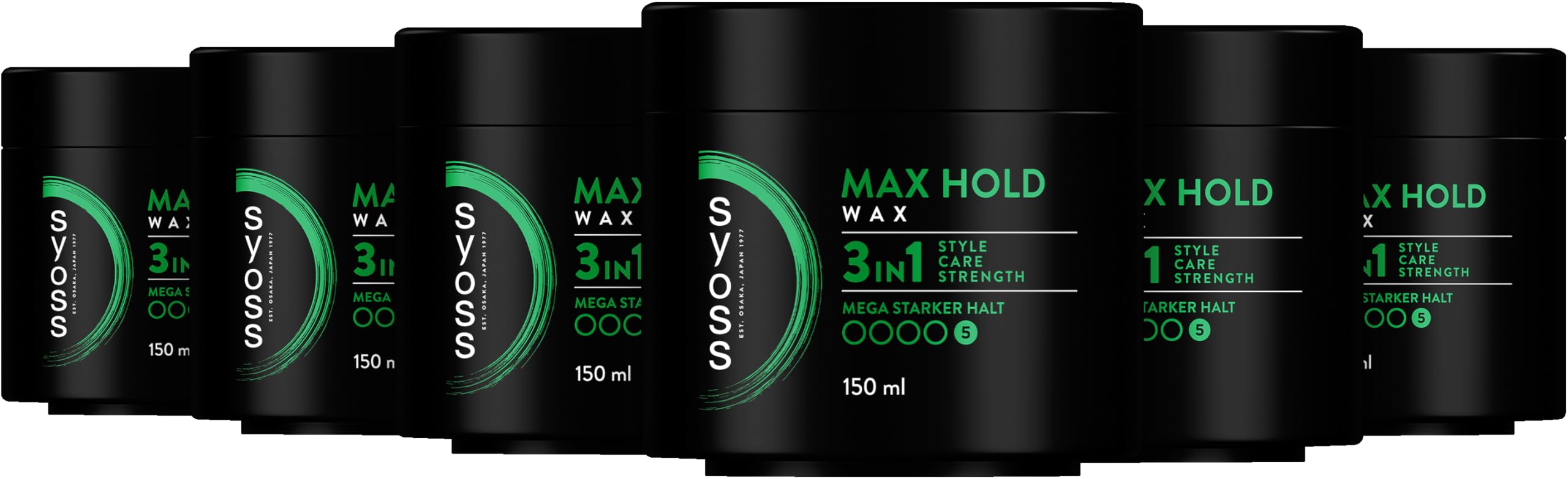 Syoss Wax Max Hold, Haarwachs für langanhaltende Salon-Styles zu Hause, starke Kontrolle und mittlerer Glanz für gepflegtes Haarstyling, parfümiert, 900 ml (6 x 150 ml)