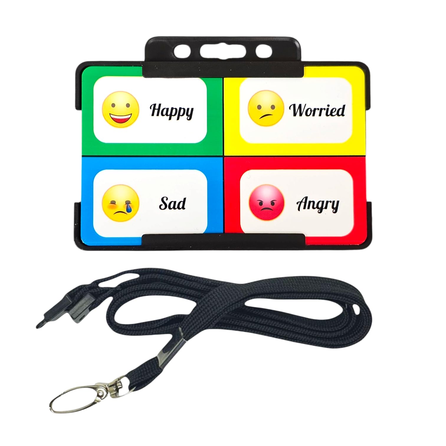 Emotions ID Card with Lanyard, Happy Sad Worried Angry Feelings, Emotional Regulation Accessory