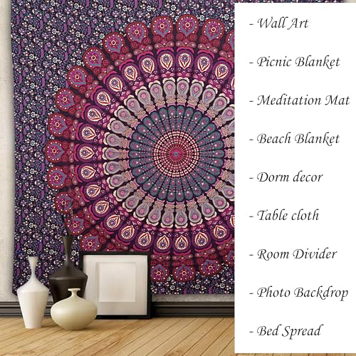 Décoration murale mandala paon violet rose pour la maison - 2