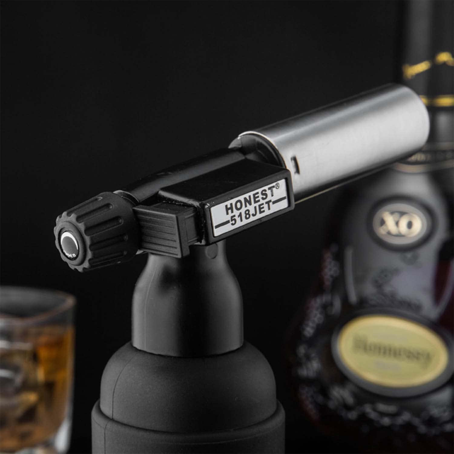 Jet Flamme Briquet Grande Capacité Extérieure Coupe-vent pour Cheminée, Gril, Cuisson, Barbecue, Camping, Crème Brûlée, Fabrication de Bijoux, Soudage(noir)