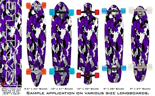 WraptorCamo Digital Camo Purple - Decal Style Vinyl Wrap Skin fits Longboard Skateboards up to 10