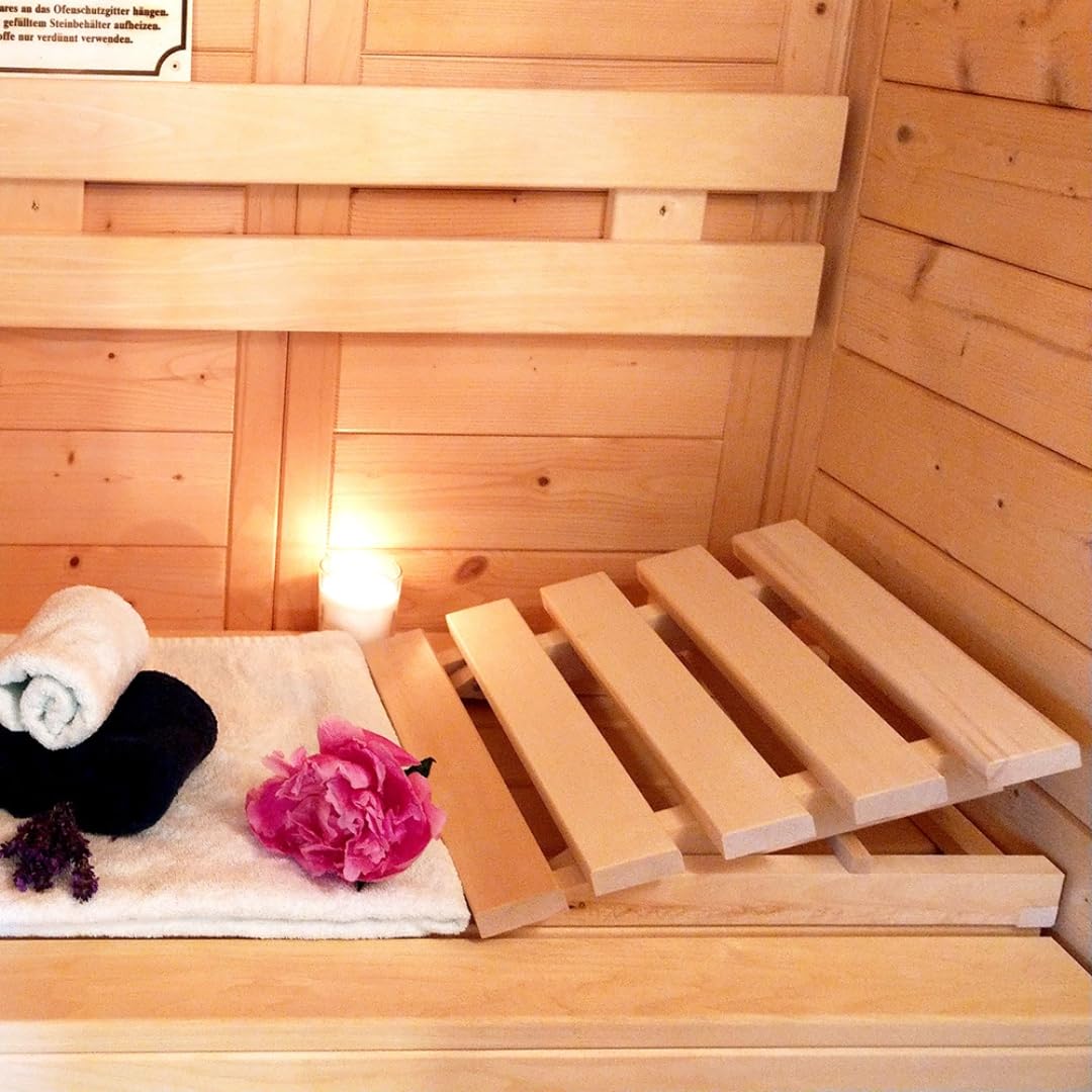 HOFMEISTER® Sauna-Kopfstütze, 40 cm, höhenverstellbar, aus robustem Linden-Holz, stabile Sauna Rückenlehne ergonomische Rückenstütze, Entspannen & Relaxen im Dampfbad