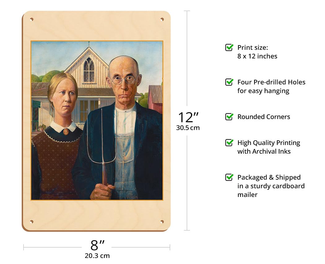 アメリカン・フォークアート、ウルフクリーク製木製3体+1体セット USA製 Amazon.com: American Gothic - From an Original Color Painting by