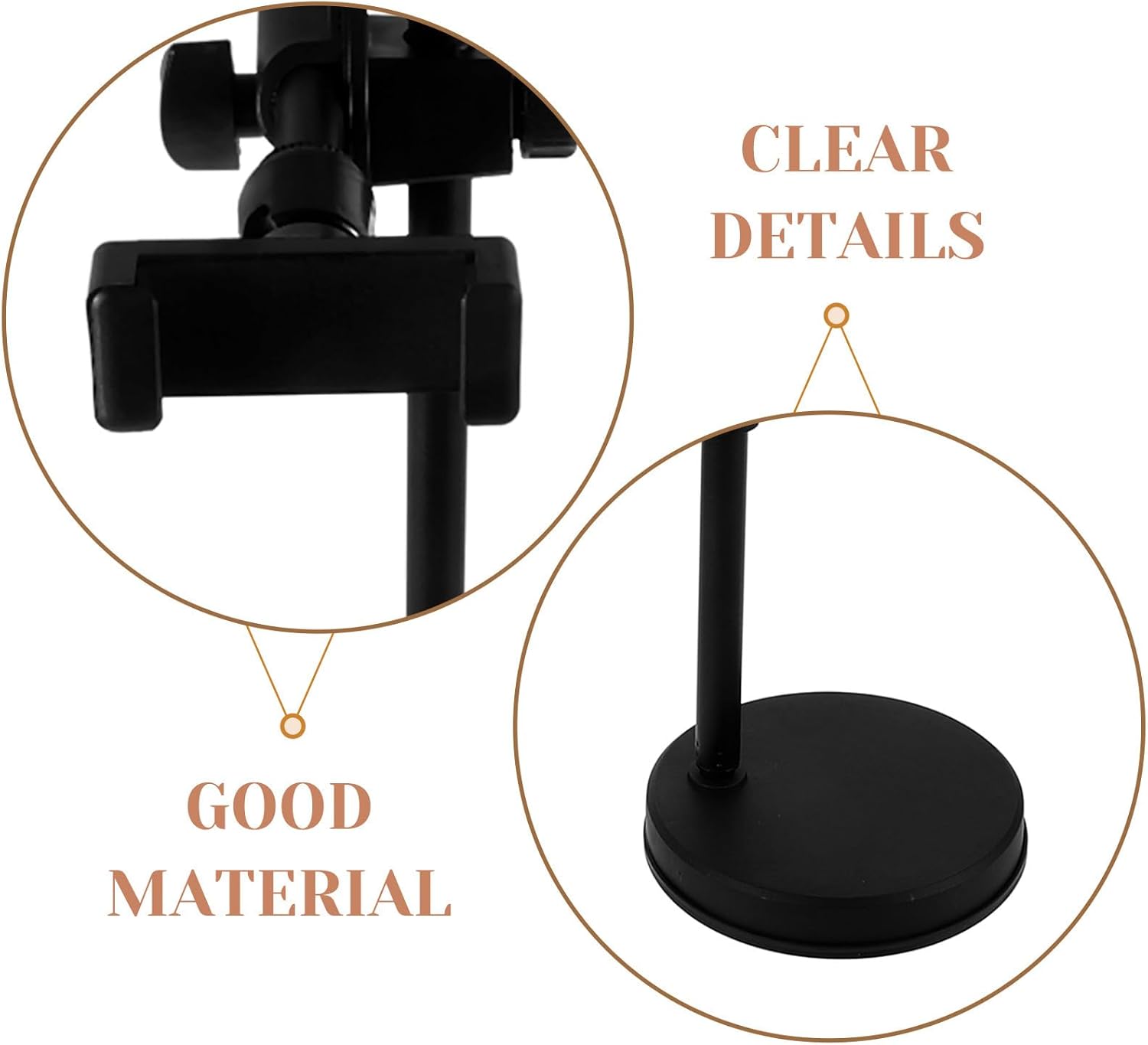 Adjustable Overhead Phone Mount and Desk Tripod Stand with Phone Clamp for Video Recording and Live Streaming, Tablet Holder Compatible with Desktop Filming and Makeup Tutorials