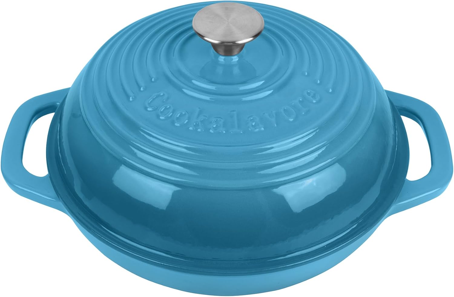 Premium Enameled Cast Iron Dutch Oven for Bread Baking | Non-Stick 2QT Oval Bread Oven with Lid | Perfect for Sourdough, Loaf, and Artisan Baking (Round Blue, 5 QT) Round Blue 5 QT
