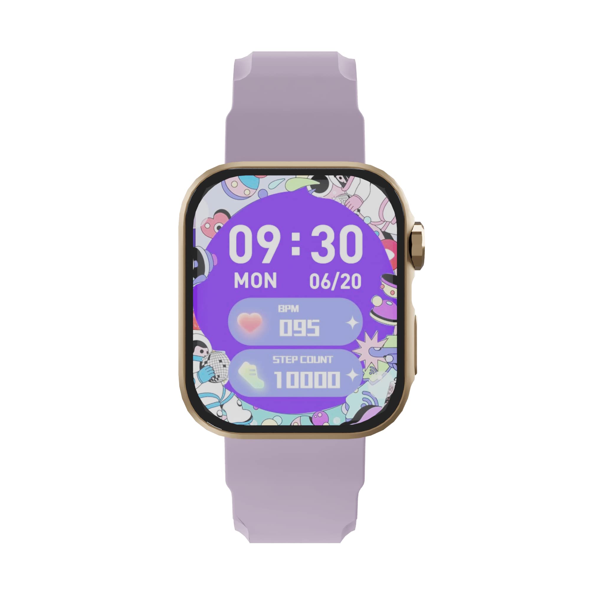 NUMBER Talkfit Pro 1.85" HD Display BT Calling Metal Frame with Rotating Crown AOD Smartwatch, Purple