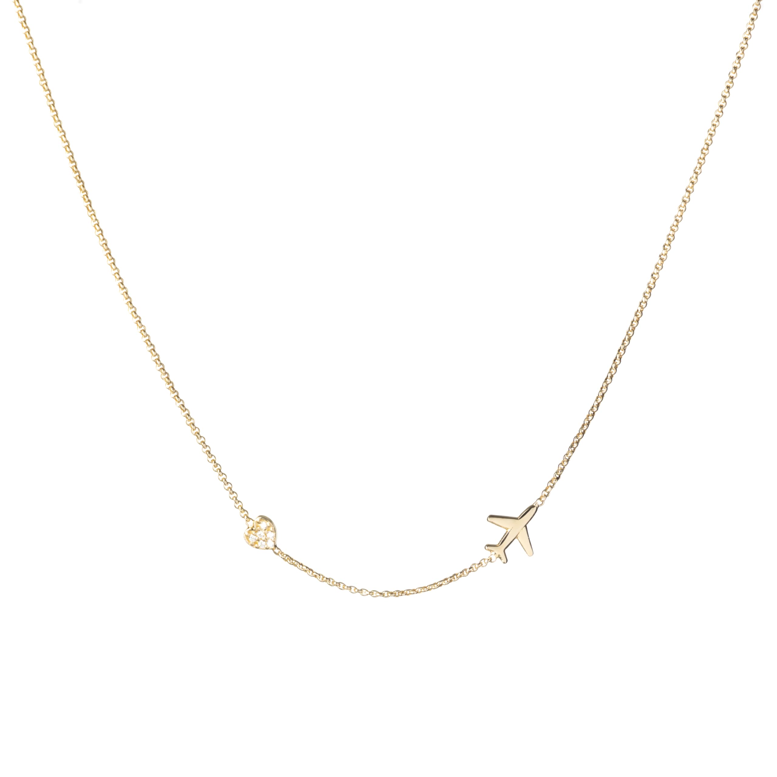 Collier d'Avion en Argent 925 et Zircons - Pendentif Avion avec Zircons sur les Ailes - Idée Cadeau pour une Femme ou une Fille qui voyage - Modèle New York