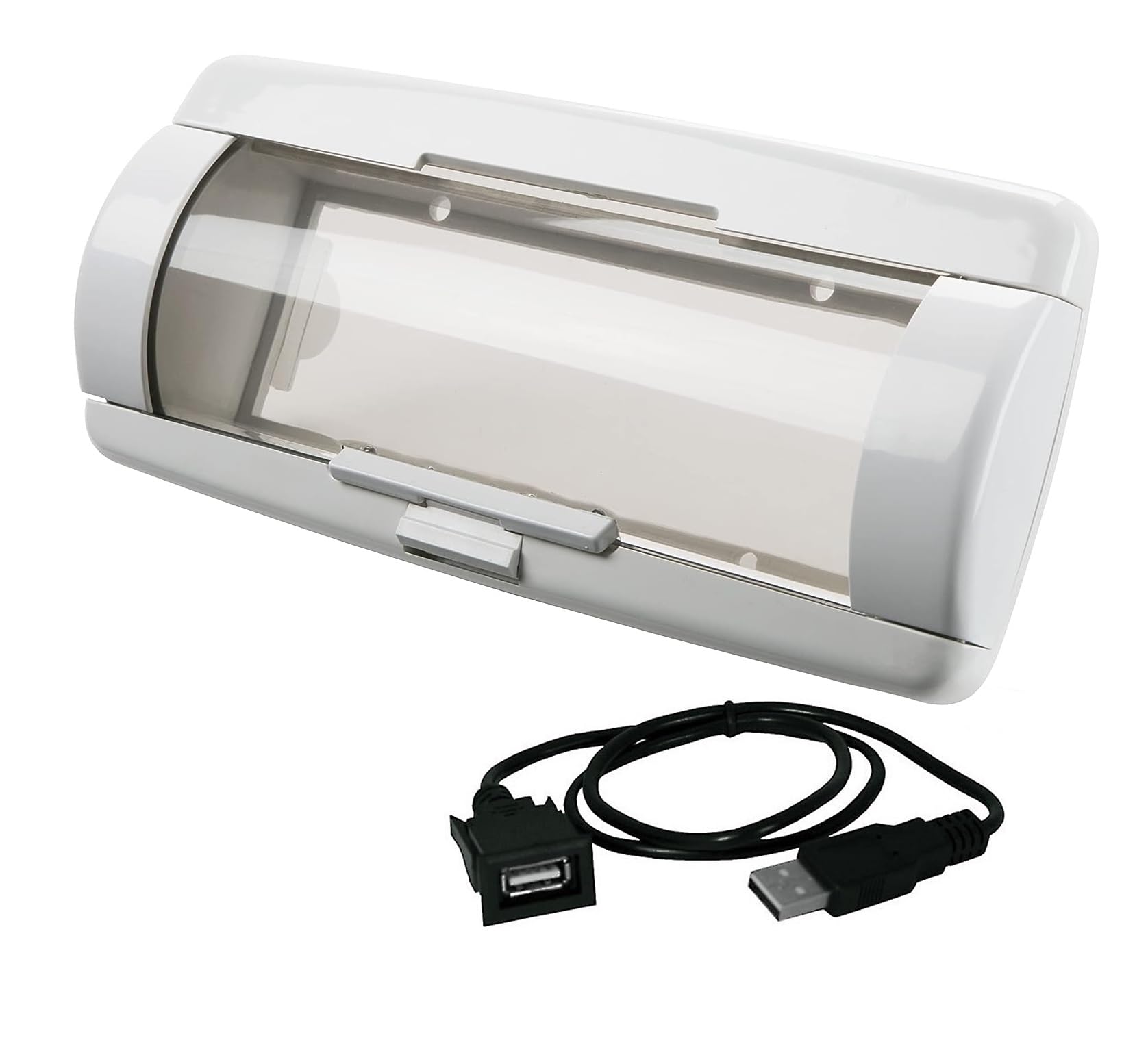 Universal Stereo Radio Waterproof Marine Automatic Door Splash Cover with USB Extension (White)