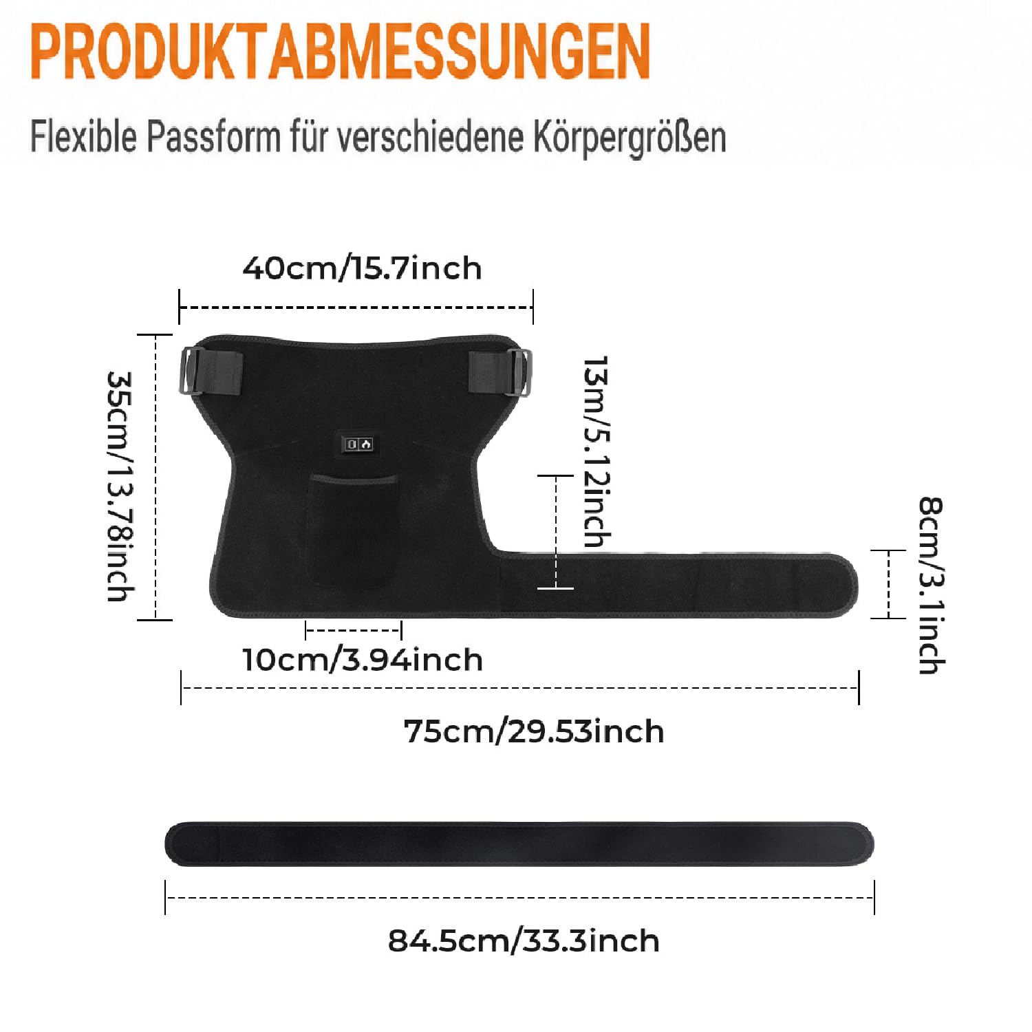 Hipora 4-in-1 Hüftmassager, Beheizbares Vibrations-Hüftmassagegerät (USB) | 3 Vibrationsmassagemodi, 3 einstellbare Wärmestufen, 2 Stromversorgungsmethoden