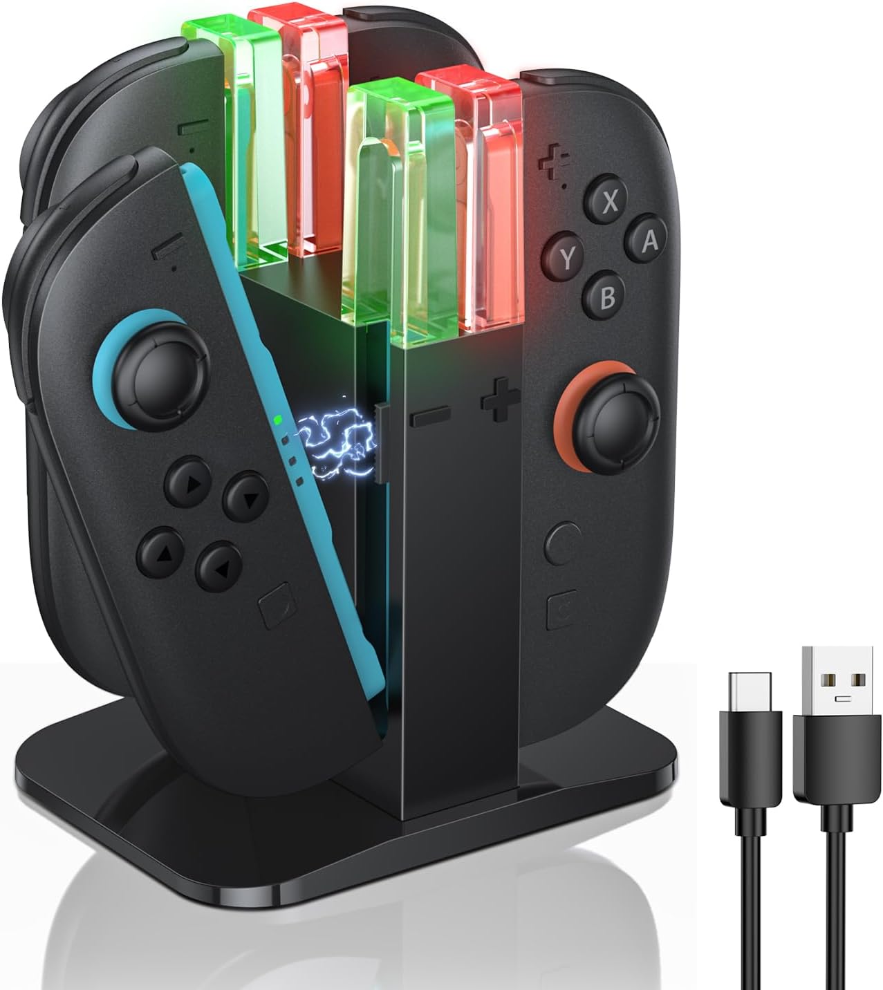 KINWIN Charging Dock for Nintendo Switch 2 (2025) Joy-Con Controllers, NS2 Joycons Charging Station with Lamppost LED Indication, Magnetic Charger Stand with a USB Type-C Charging Cable