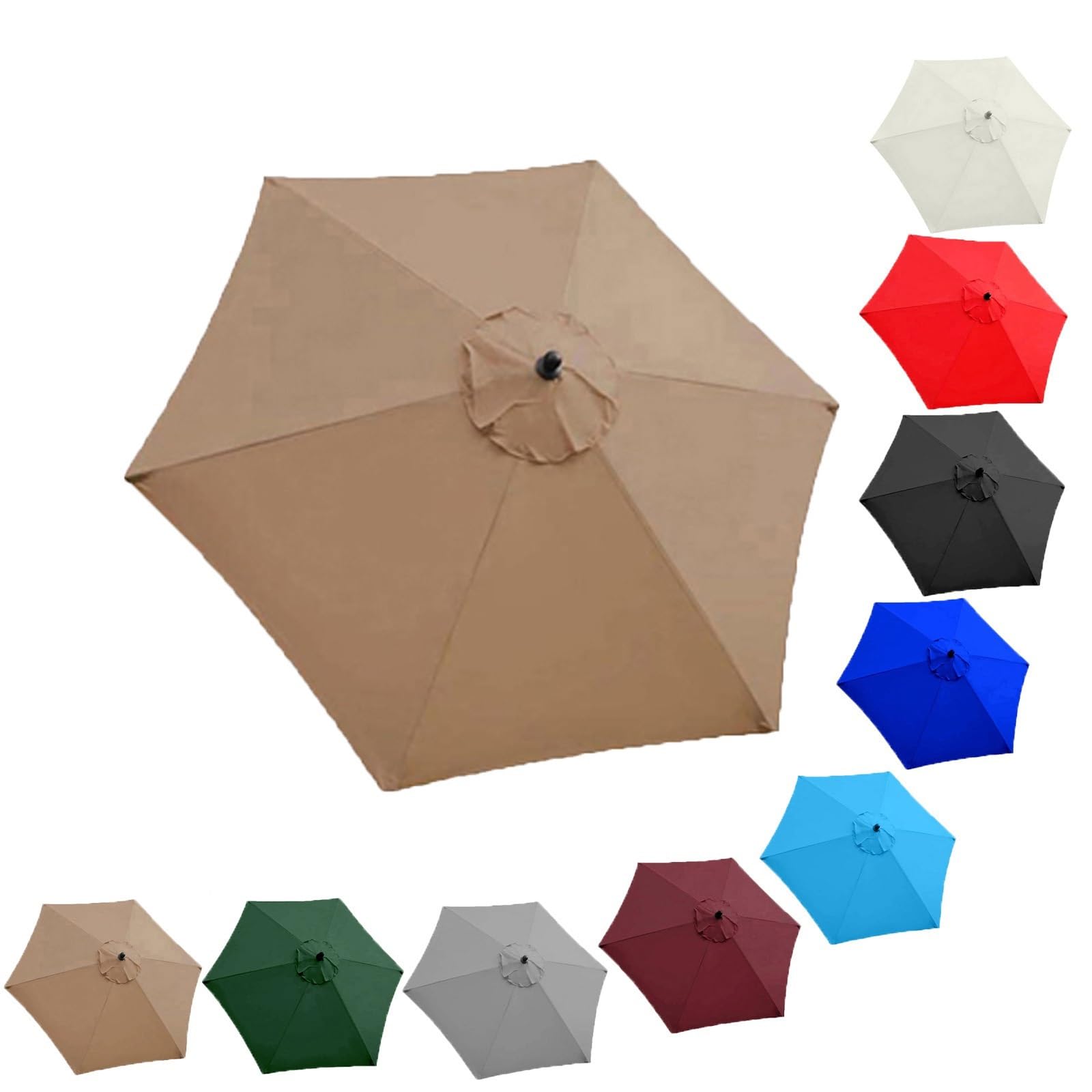 Zapasowy daszek do parasola tarasowego o wymiarach 200/270/300 cm, kompatybilny z żebrami 6/8, parasol offsetowy, kolor khaki, 3,0 m (118 cali), osłona przeciwsłoneczna do użytku na zewnątrz