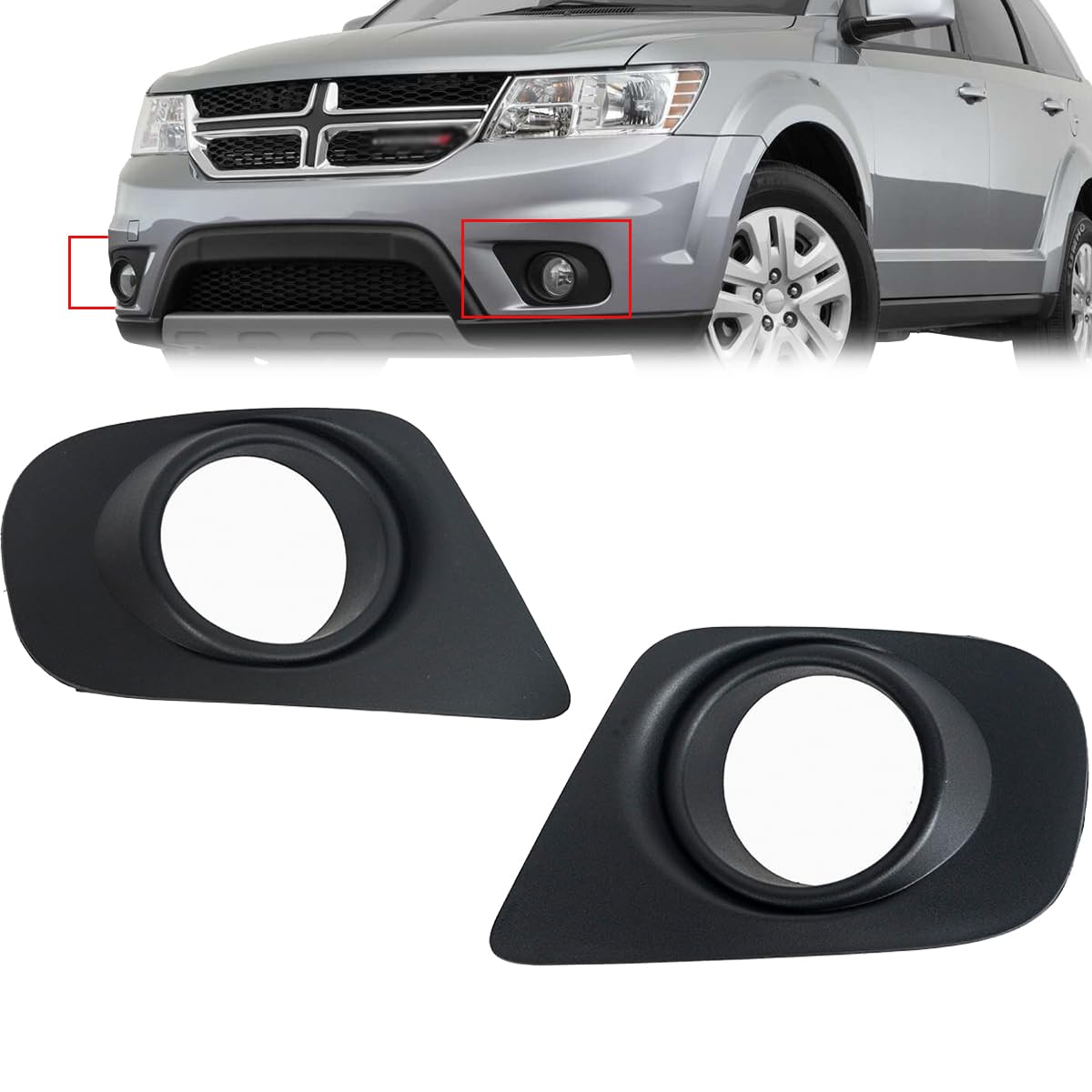 KARPAL Pair LH Left Driver & RH Right Passenger Side Fog Lamp Bezel Cover Compatible with 2011-2019 Dodge Journey CH1039148 CH1038148