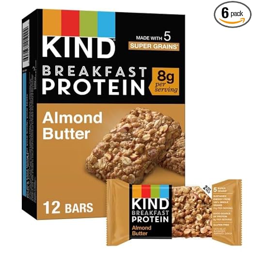 KIND Breakfast Protein Bars, Almond Butter, Healthy Snacks, Gluten Free, 8g Protein, 6 Count