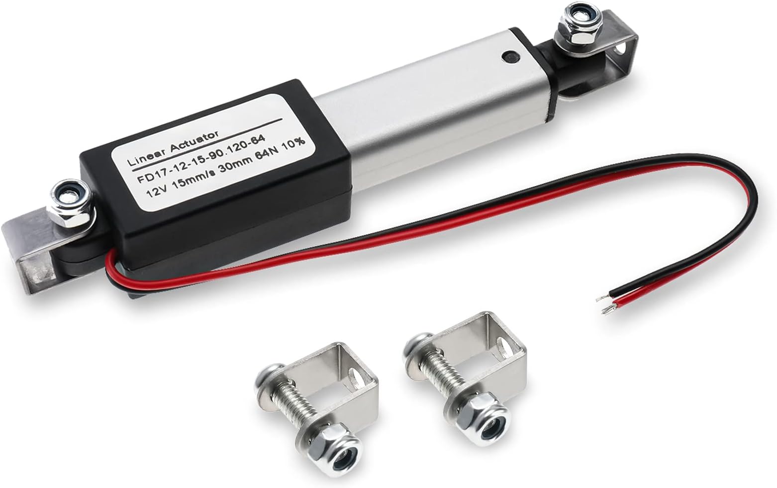 12V Mini Electric Linear Actuator 1.2 inch Stroke, Speed 0.6inch/s, 60N/14lb, Waterproof Linear Motion Actuator w/Mounting Brackets for Cabinet, Window Opener, Robot Projects