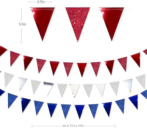 Vista 59 de Banderín de lunares rosados plateados de 30 pies, color rosa y plateado, banderines triangulares, guirnalda de banderines para baby shower, Rosa