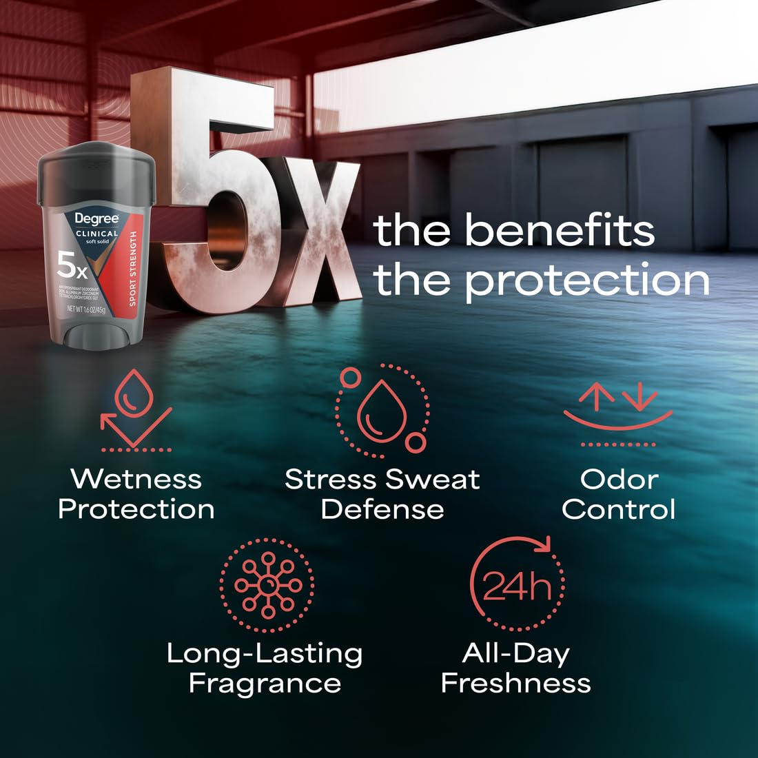 Degree Men Clinical Strength Antiperspirant Deodorant 2 Pack Sport Strength Soft Solid 96-Hour Sweat and Odor Protection 5x Types of Sweat 1.6 oz - Image 5