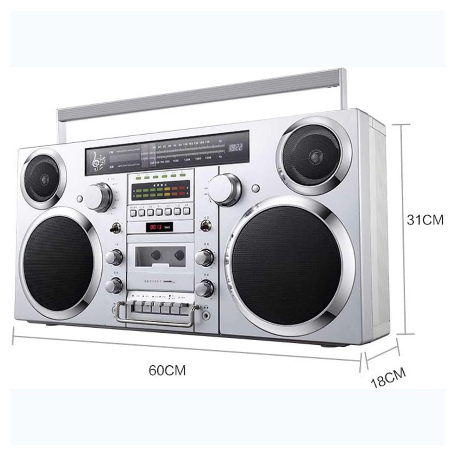 Lettore CD portatile Boombox, radio AM/FM, ingresso Bluetooth/AUX, stile retrò anni '80 con altoparlante integrato per casa, famiglia e viaggi