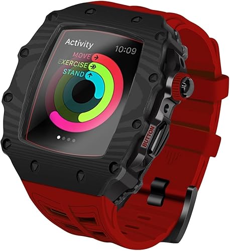 OTGKF For Apple Watch Case 45mm 44mm Carbon Fiber Cover Silicone Band Glass for iWatch Series 7 45mm 654SE 44mm Accessories