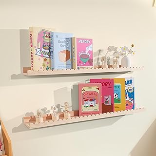 NEXHOME PRO Nursery Book Shelves, 2-Pack Solid Pine Wood Floating Shelves for Wall Kids, Wall Mounted Shelves for Bedroom/Living Room/Kitchen, Toddler/Baby Room Nursery Decor (Natural, 36 Inches)