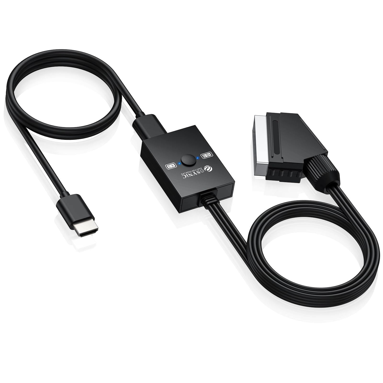 eSynic Câble Convertisseur Péritel vers HDMI avec Commutateur 4:3/16:9