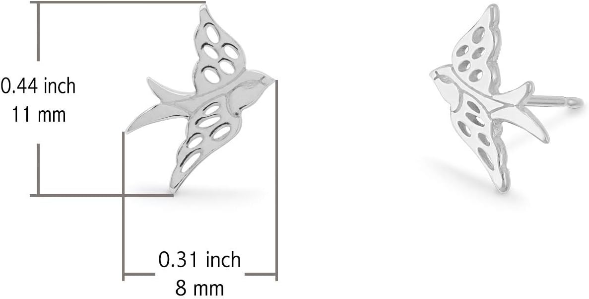 Boma Jewelry Sterling Silver Flying Bird Stud Earrings