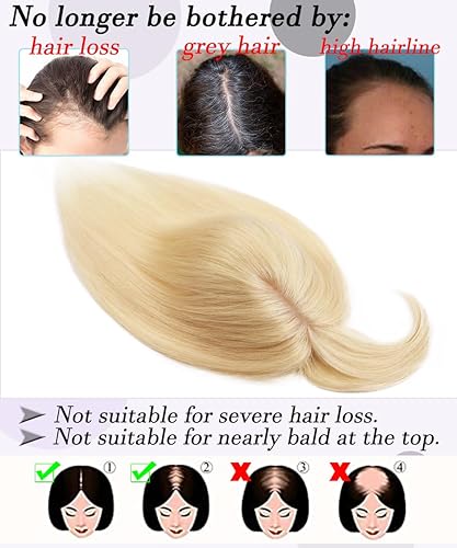 Miniatura 6 de RICH BRIA Toppers de cabello humano para mujeres con cabello delgado, extensiones de cabello humano real con clip con flequillo, piezas de cabello