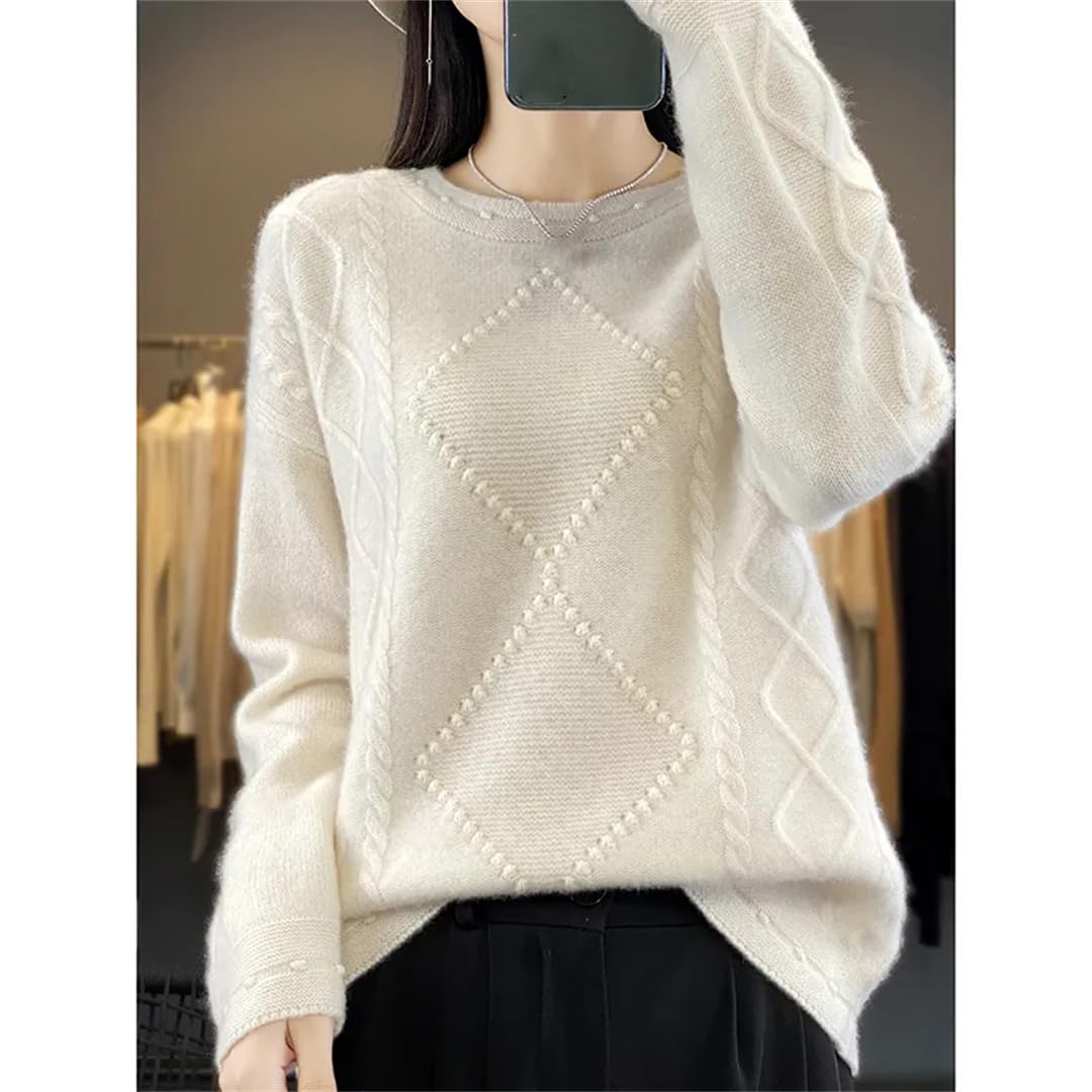 Maglione di cashmere Inverno Donna Maglioni Spesso Casual Maglione Manica Lunga O-Collo Top Lana Maglia Pullover
