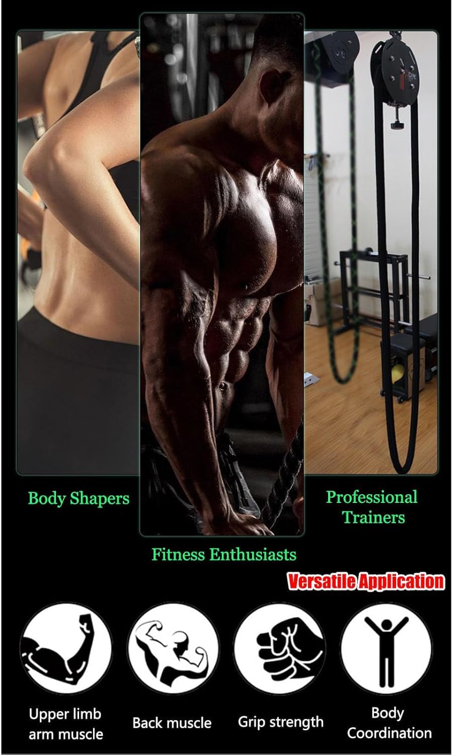 Endless Rope Trainer - Sistema di puleggia per allenamento di resistenza con corda in nylon ad anello chiuso da 4,6 m, per palestra a casa e allenamenti a intervalli