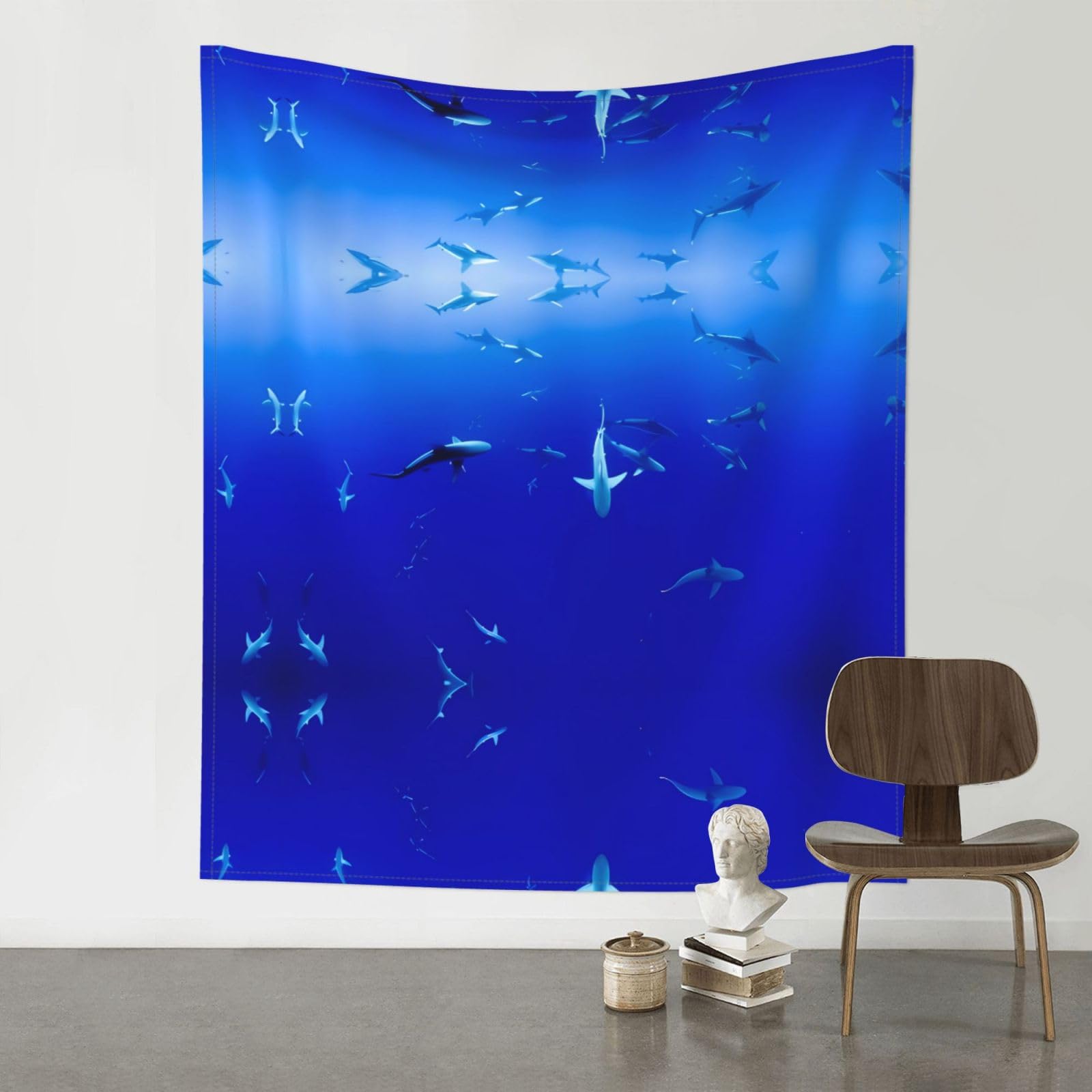 YYHWHJDE Shark Swimming Under the Sea Prints 60x51in Wall Tapestry – Boho Decor Throw Blanket for Bedroom, Dorm, Beach Cover, Picnic & More