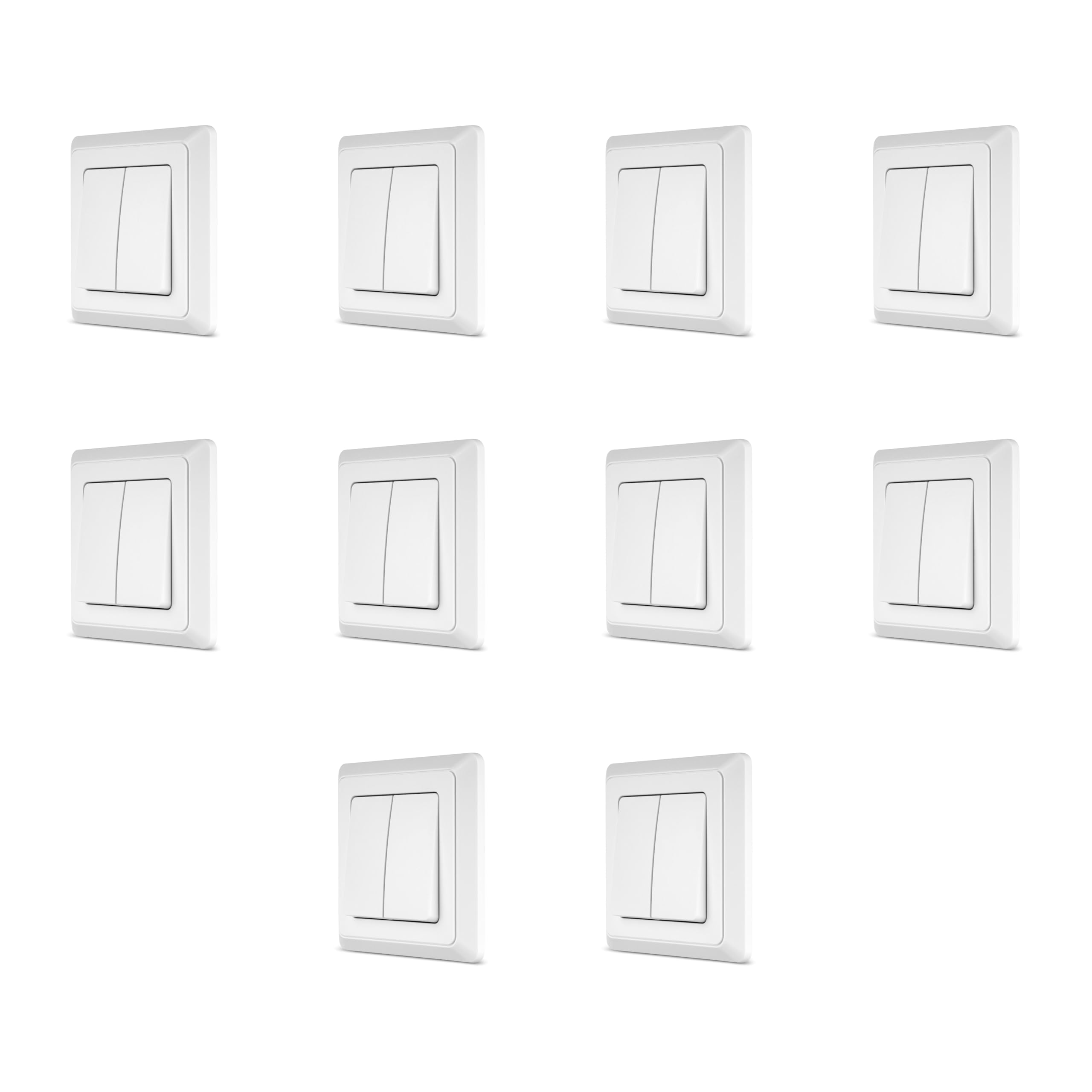 REV PrimaLuxe Lichtschalter Unterputz SPARSET - 10x Serienschalter komplett mit Rahmen, weiß