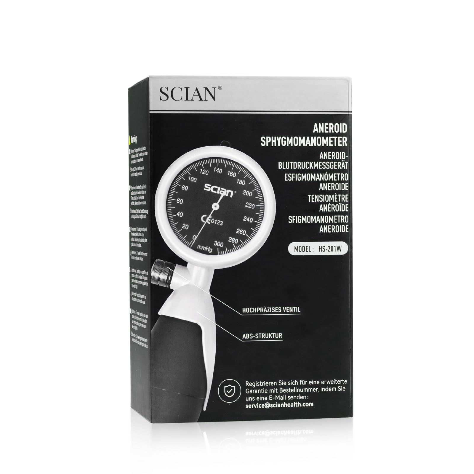 SCIAN Tensiómetro manual de brazo - aneroide Esfigmomanómetros de mano, incluye bolsa de transporte para enfermeras, médicos y personas mayores (blanco)
