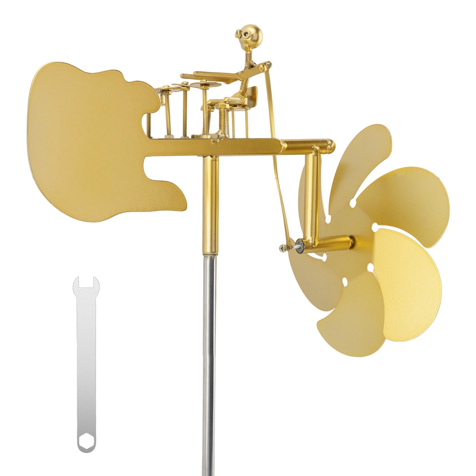 Handmade Metal Drummer Windmill, Rock Art Sculptures, Wind Mill for Yard and Garden, Drummers Windmill Garden Decoration,Wind Spinners for Yard Lawn Gardens Patio Drummers Decor