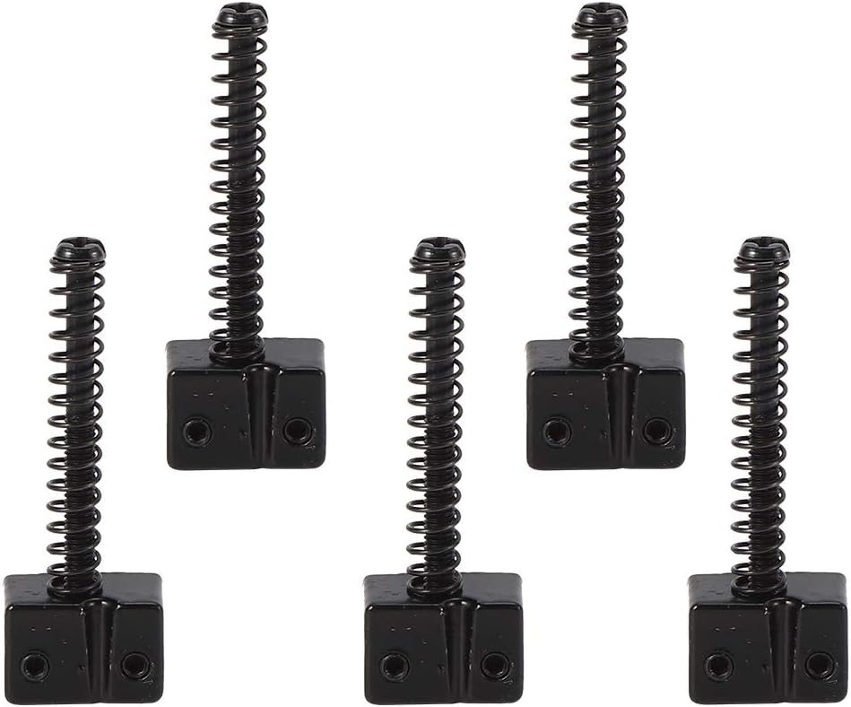 5Pcs 5 String Bass Bridge String Saddles Spring Screws for Bass Electric Guitar Kits(Black)