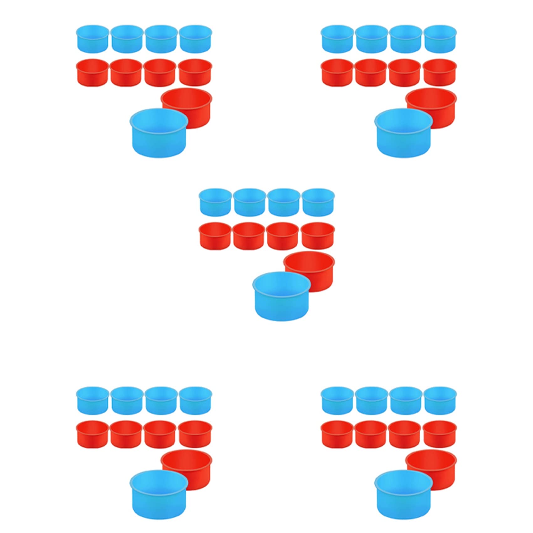 50 Piezas de Molde Silicona para Tartas, Molde para Hornear Redondo del Día de San Valentín, Molde para Hornear 4 Pulgadas, Molde para Hornear de Silicona para Cocina, Rojo, Azul